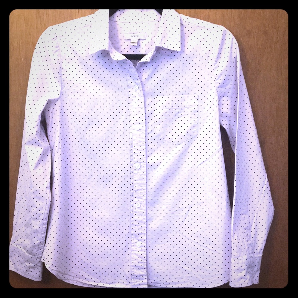 J. Crew Lavender Polka Dot Button Down Shirt